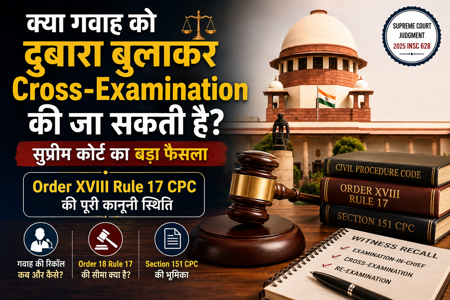 क्या गवाह को दोबारा Cross-Examine कर सकते हैं? Supreme Court का फैसला | Order 18 Rule 17 CPC